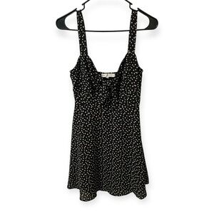 Cloud & Sky Black Floral Mini Dress Knot Front Cutout Lined Women’s Size Small